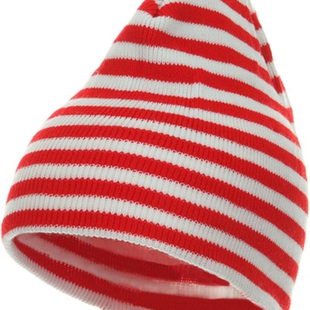 Trendy Striped Beanie - Red White OSFM